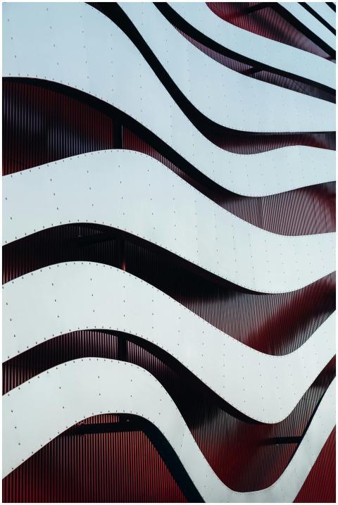 Close-up of a modern wavy architectural facade fea
