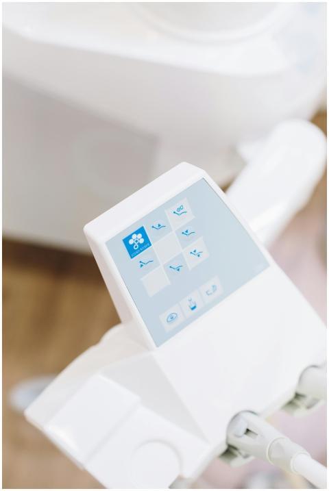 Close-up of a modern dental equipment touchscreen