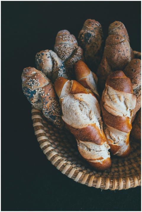 A top view of a basket filled with various freshly