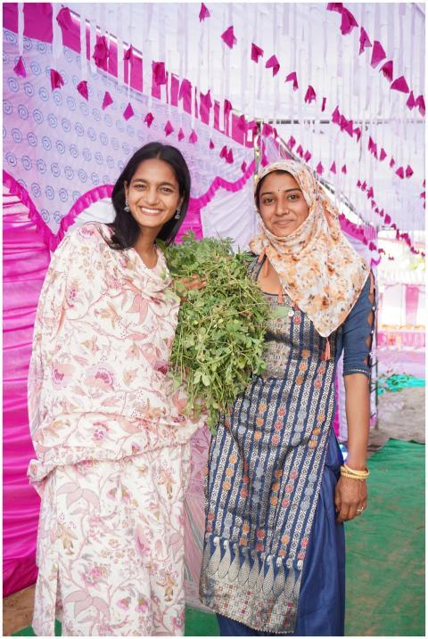 Smiling Women Fresh Greenery