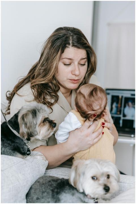 A tender moment with a mother holding her infant w