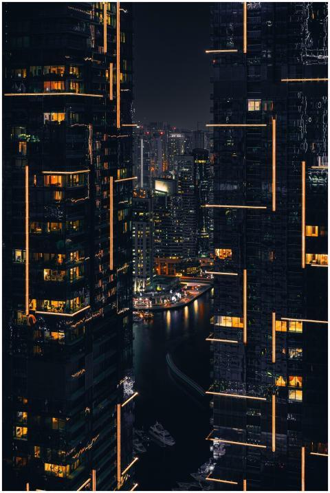 Captivating night view of Dubai skyscrapers illumi