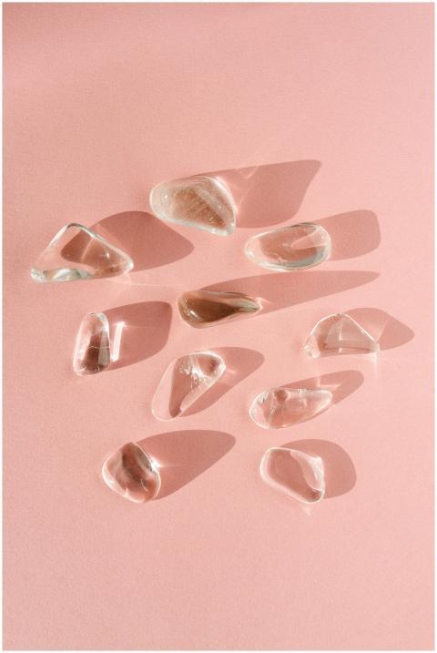 An artistic arrangement of clear quartz crystals c
