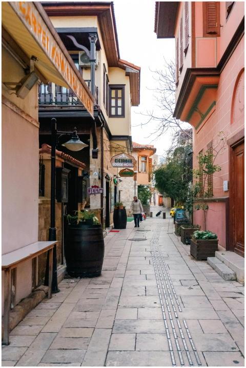 Picturesque narrow alleyway in an old European tow
