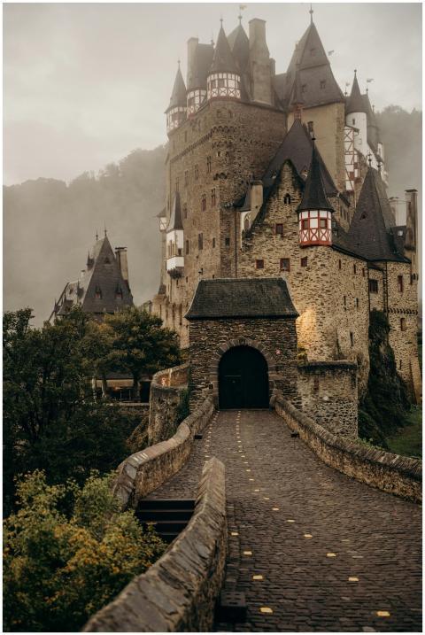 Explore the mysterious Eltz Castle enveloped in fo