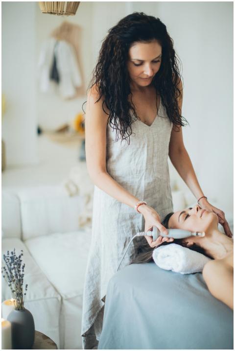 A soothing facial massage in a calm spa setting pr