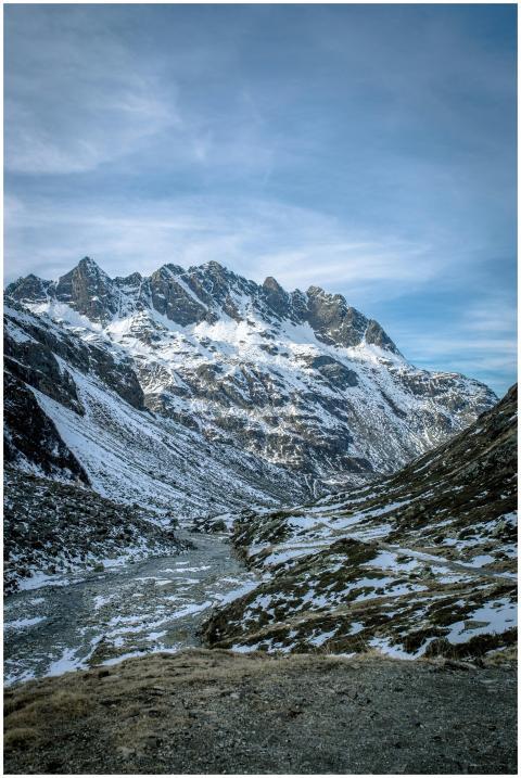 Stunning view of snow-covered mountains and valley
