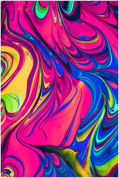 Colorful abstract acrylic paint swirl with psyched