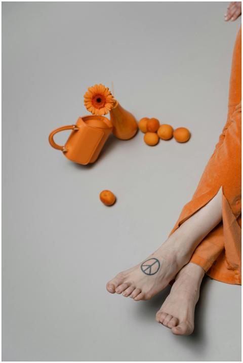 Artistic minimal composition featuring orange obje