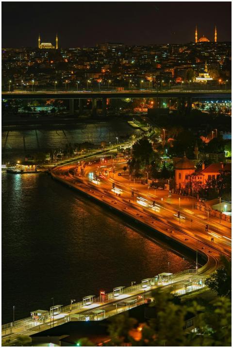 A stunning nighttime aerial view of a vibrant city