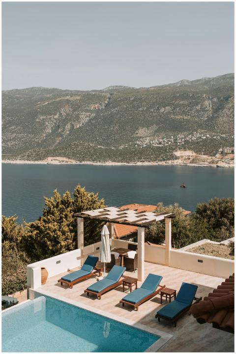 Stunning poolside view from a luxurious villa in A