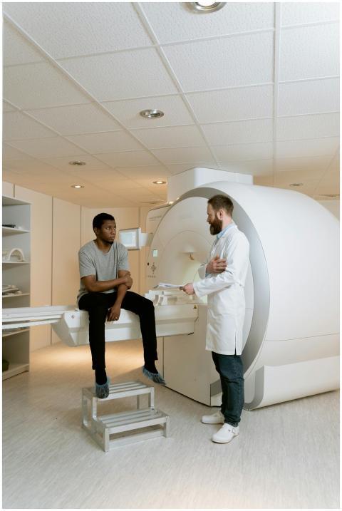 Doctor and patient discussing an MRI scan inside a