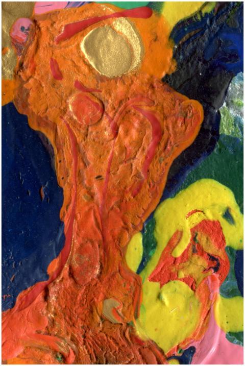 Colorful abstract acrylic painting with textured l