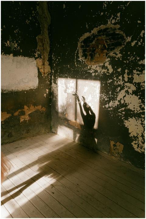 Artistic shadow of a dancer on an aged wall, captu
