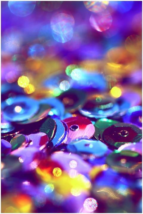 Vibrant macro shot of colorful sequins with a spar