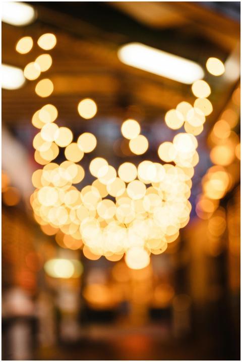 A beautiful display of warm bokeh lights creating
