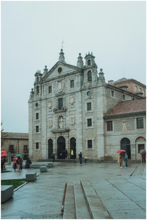 Stone facade of a historic church in Ávila, Castil