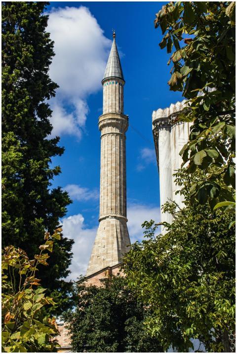 Historic Minaret Surrounded Lush