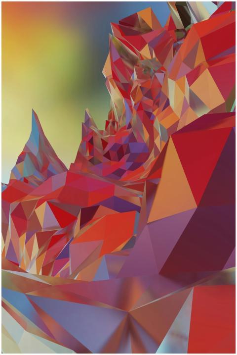 Colorful abstract landscape with geometric pattern