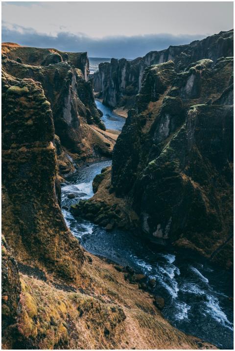 Breathtaking view of the Fjadrargljufur Canyon wit