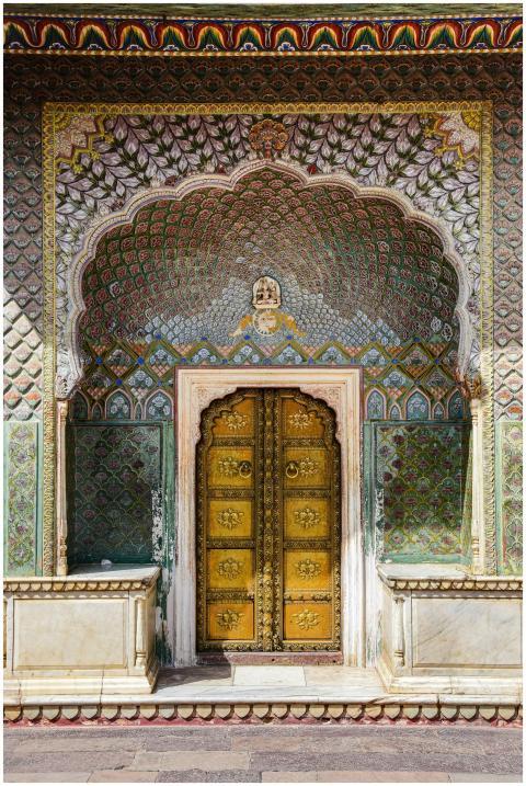 Ornamented Wall over Door of The City Palace in Ja