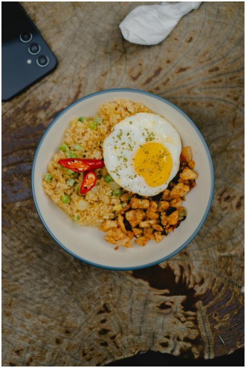 Delicious Indonesian fried rice with a sunny-side-