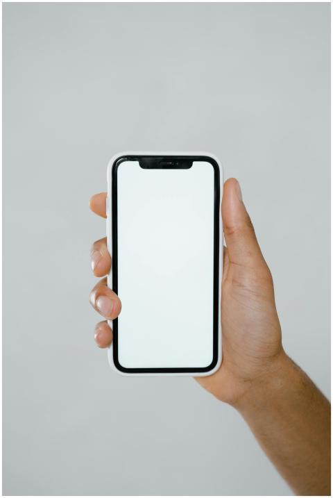 A minimalist mockup of a hand holding a smartphone