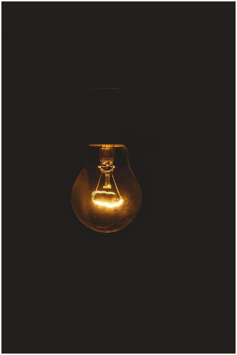 A glowing incandescent lightbulb illuminates a dar
