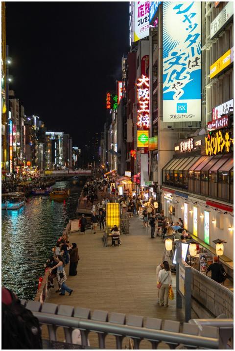 Vibrant night view of Dotonbori in Osaka with brig