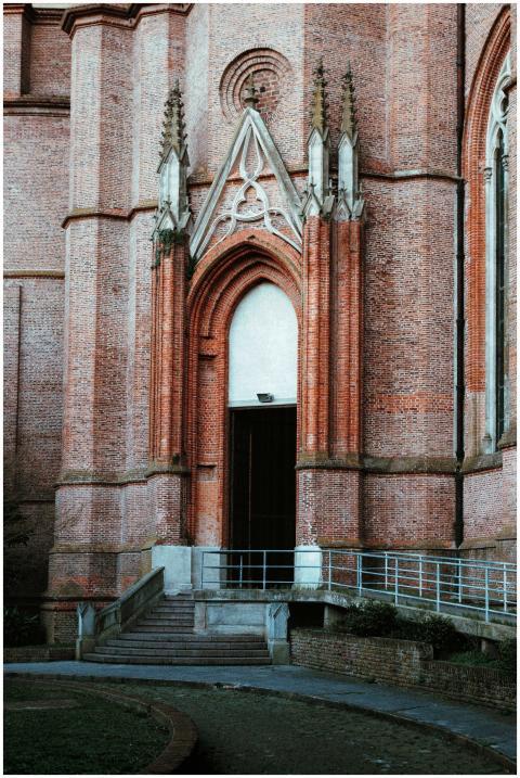 Entrance of Gothic-style La Plata Cathedral in Bue