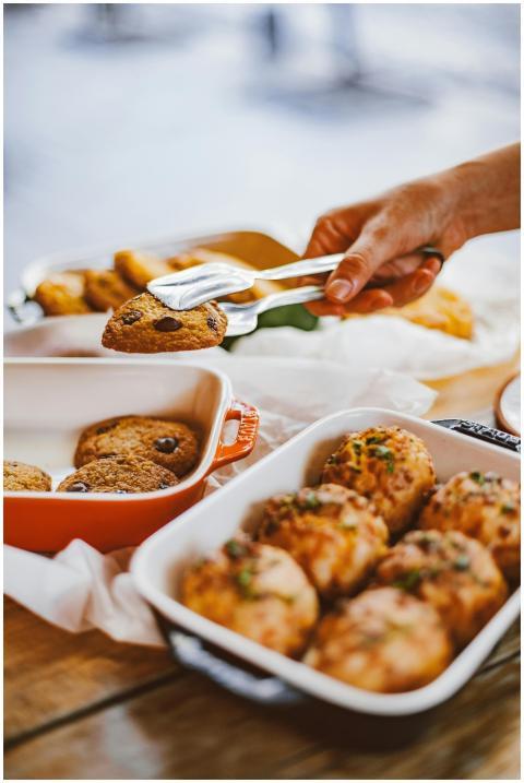 Delicious homemade chocolate chip cookies being se