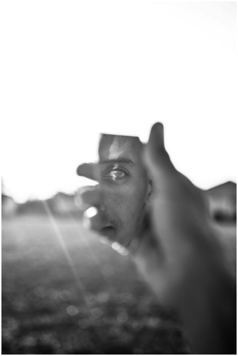 Creative black and white portrait featuring a man'