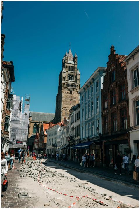 View of Saint Salvator Cathedral and townhouses on