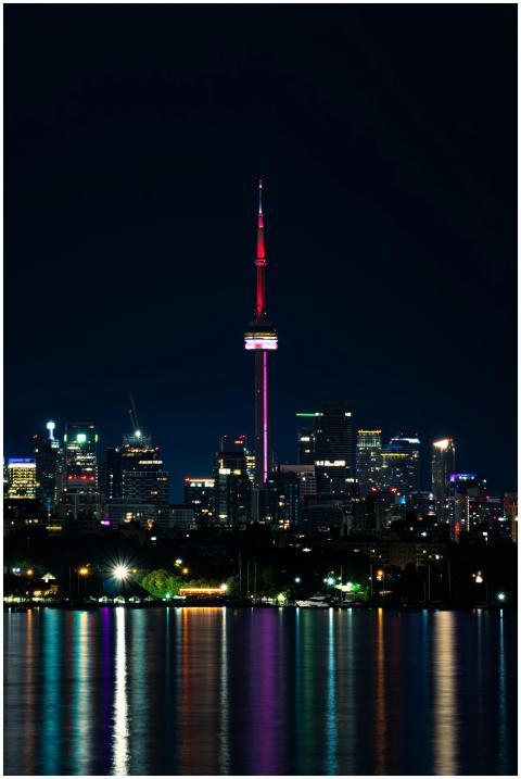 Stunning view of Toronto's skyline at night featur