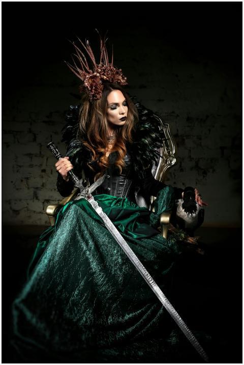 A dramatic and enchanting portrait of a woman in a