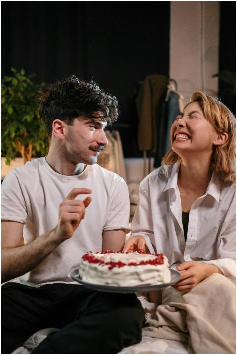 Happy couple enjoying a birthday celebration with