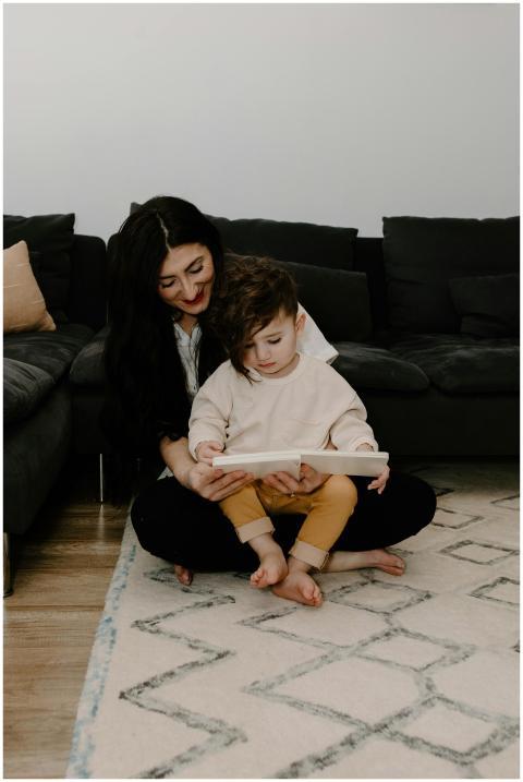 Mom and child sharing a reading moment on the livi