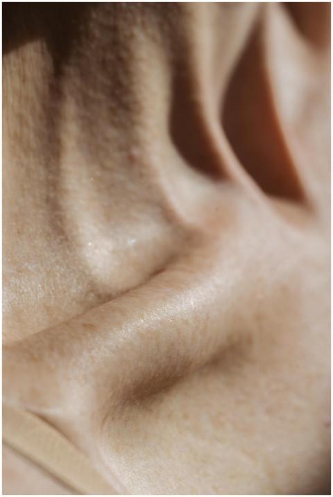 Intimate close-up shot highlighting the natural te