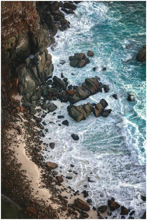 High angle view of Cape Town's rocky coastline wit