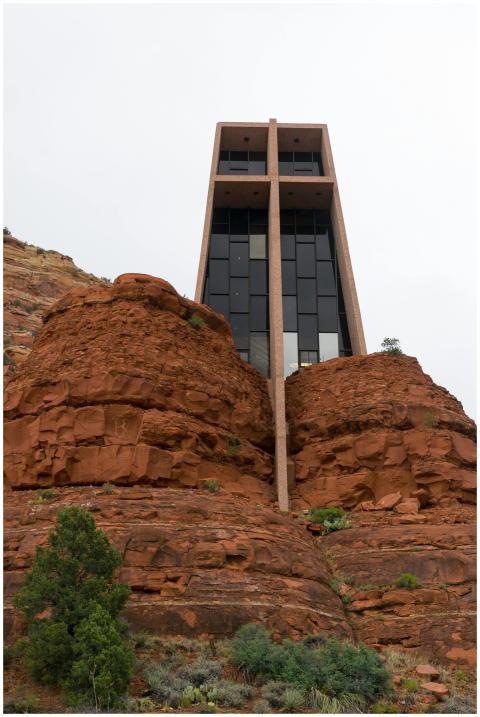 Chapel of the Holy Cross nestled in Sedona's red r