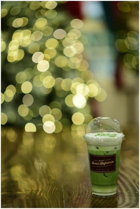 Festive Matcha Latte Bokeh