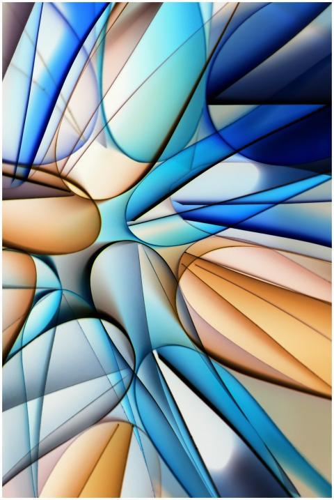 Dynamic abstract artwork featuring fluid geometric