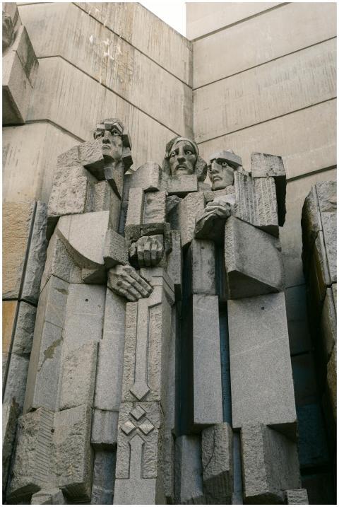 Imposing stone sculpture showcasing bold architect