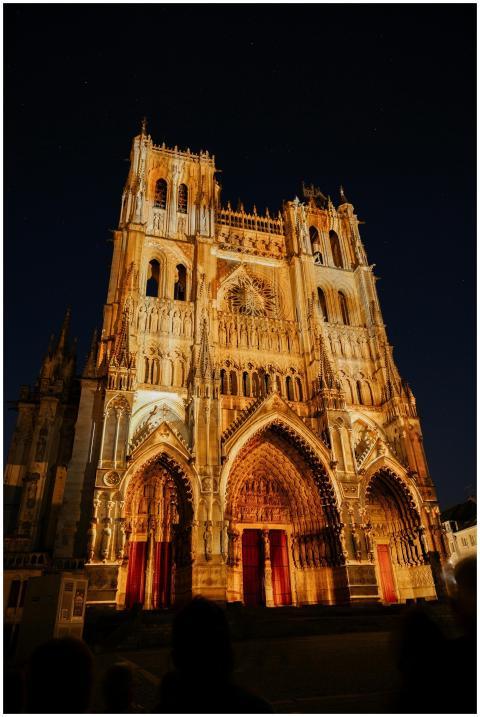 Stunning nighttime view of the illuminated Notre-D