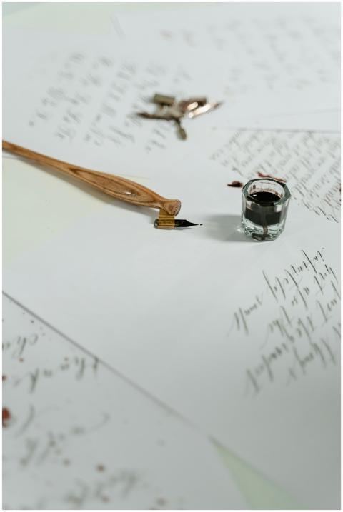 A graceful still life of handwritten calligraphy w