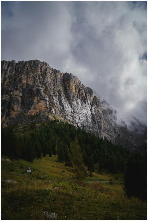 Majestic view of the Dolomites with cloudy sky and