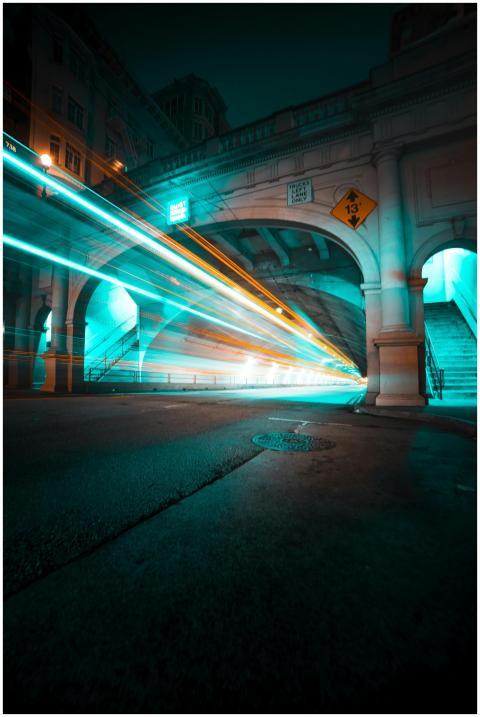Long exposure capturing light trails in the Stockt