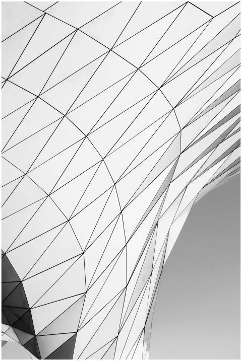 Black and white abstract architectural design show
