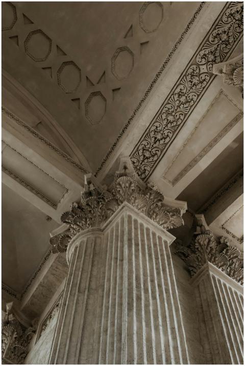 Intricate stone carvings and columns at Kazan Cath