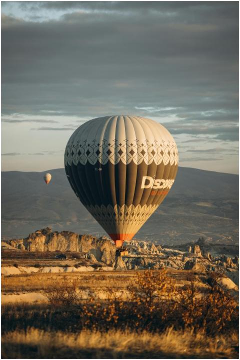 Stunning view of hot air balloons soaring over the